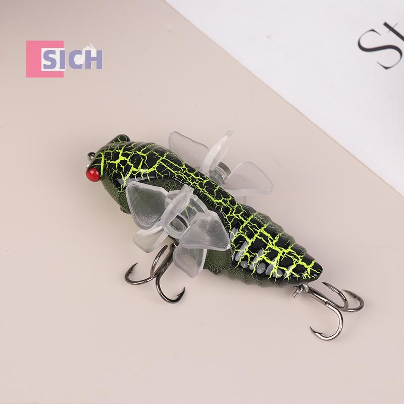 [Sich] 1 PC Bionic Cicada Hard Fish Lure เหยื่อตกปลาปั่นพร้อมใบพัด Treble Hook Top Water Hard เหยื่อสําหรับเพิ่มจับใหม่