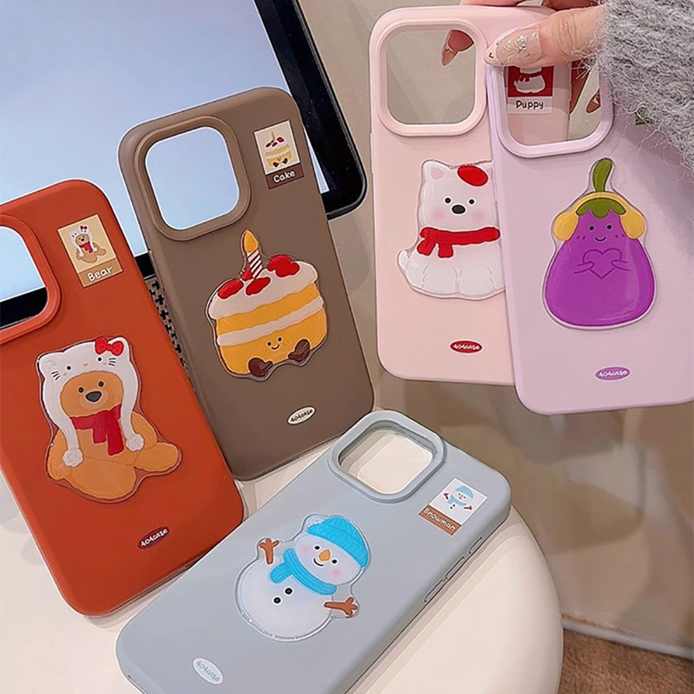 การ์ตูนน่ารัก 3D สัตว์ Jellycat เคสโทรศัพท์สําหรับ IPhone 16 14 15 Pro Max 13 Promax คริสต์มาส Snowman กันกระแทก Soft TPU ปกหลัง