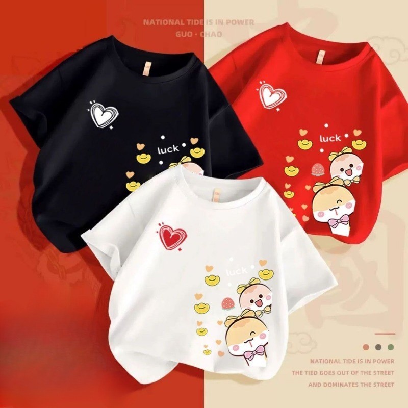 (จัดส่งตลอด 24 ชั่วโมง)KIDS PRINCESS แขนสั้นเด็กผู้หญิงเสื้อยืดพิมพ์รอบคอเด็ก T เสื้อแฟชั่นสไตล์จีน 2025 Tops