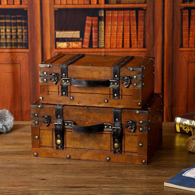 [ขายร้อน] กล่องเก็บของแบบพกพาย้อนยุคสมัยเก่าแบบพกพาอุปกรณ์ประกอบฉากยิงโบราณกล่องพกพา รหัส เอกสารเล่นคอลเลกชันกล่องสมบัติ - รูปที่ 2