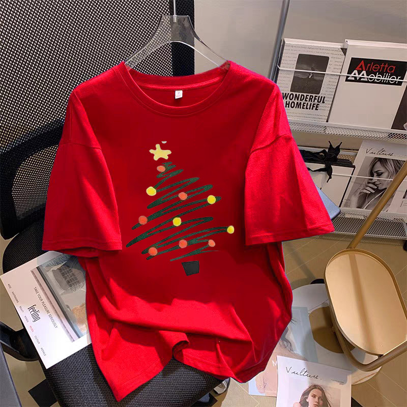 COD (ส่งจากกรุงเทพ)BOOM Shop เสื้อยืด Merry Christmas ซานตาคลอส พิมพ์ลาย ไม่จำกัดเพศ four สี ขนาด S-XXXL101#06