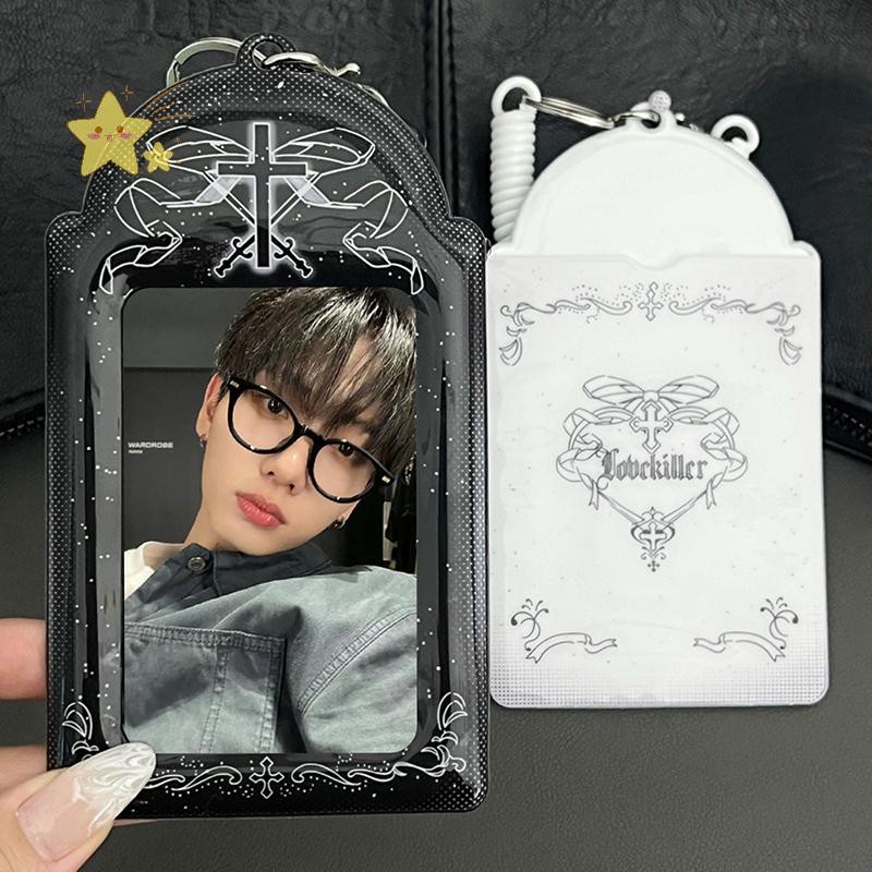 [JBTH] Kpop Photocard Holder Student Bus Card Protective Photo Sleeves Love Cross Small Card Storage Case Pendant Lovely ID Card Holder [JB]