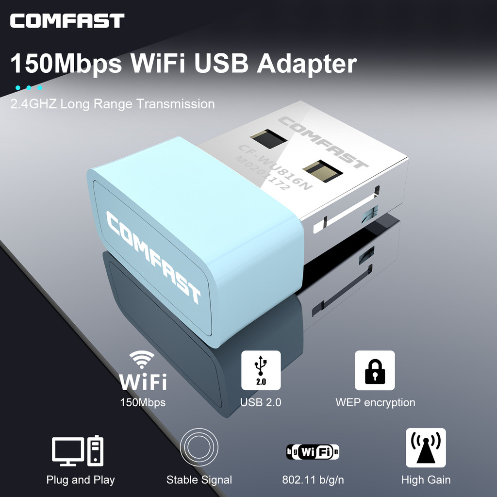 Comfast ตัวรับสัญญาณ Wifi รองรับขายส่ง RTL8188GU ชิปไร้สาย LAN Ethernet Wi-Fi Dongle CF-WU816N