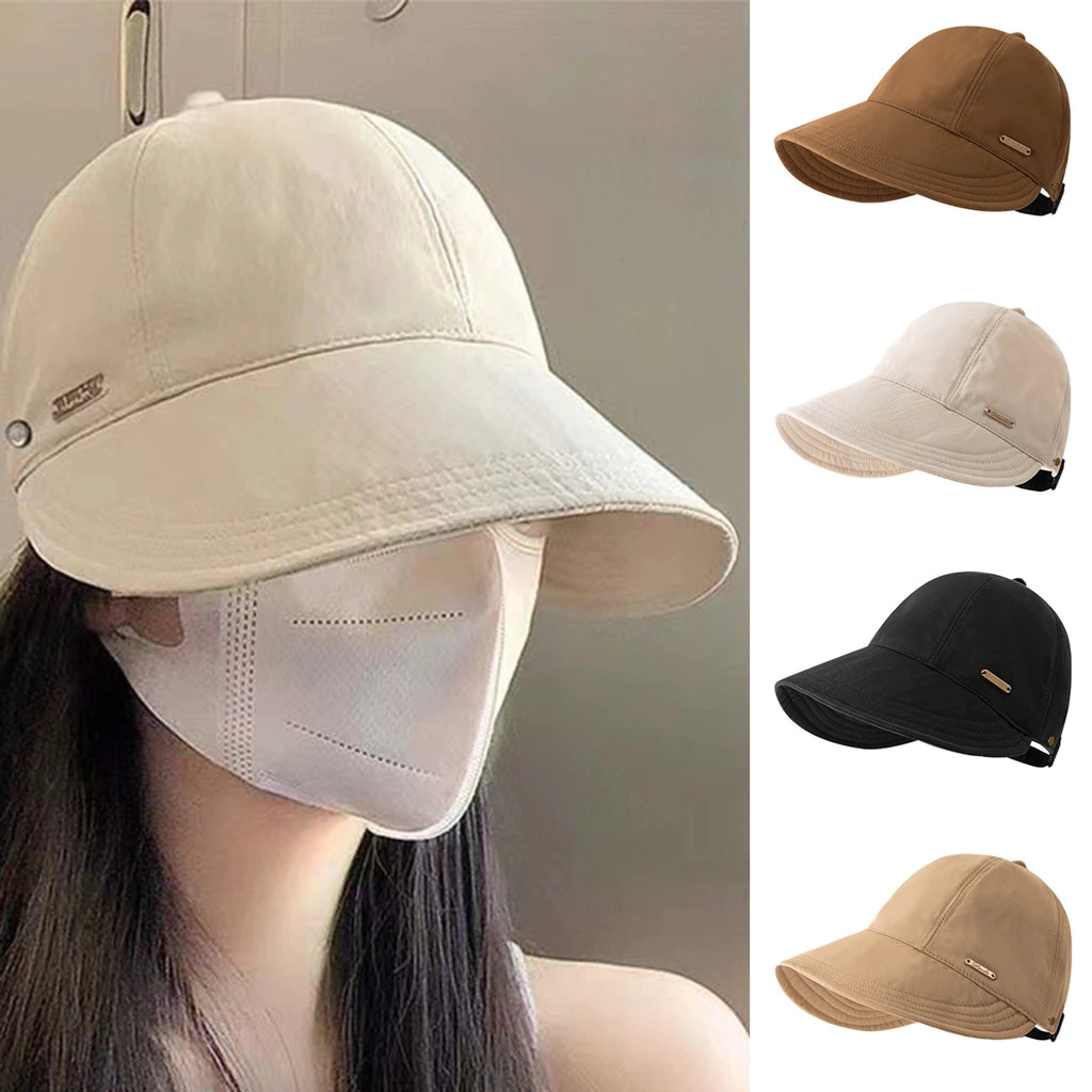 หมวกกันแดดสตรีรุ่นใหม่ หมวกเบสบอล หมวกปลายแหลมกันรังสียูวีแบบกลวงพับได้ สไตล์เกาหลี แฟชั่นปรับขนาด