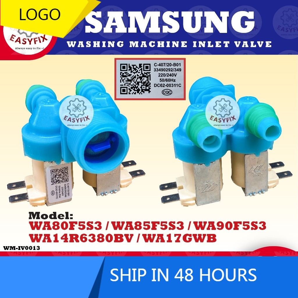 Wa80f5s3 / WA85F5S3 / WA90F5S3 / WA14R6380BV / WA17GWB SAMSUNG เครื่องซักผ้าน้ํา INLET VALVE (วาล์ว)