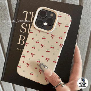 เคส For iPhone 13 เคสหนังเนื้อนิ่มสีแคนดี้ TPU เชอร์รี่น้อยน่ารัก For iPhone 11 15 14 13 12 16 Pro Max X XS XR 7 8 Plus