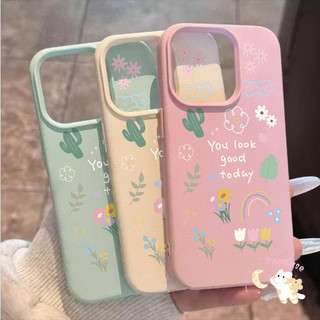 ดอกไม้สด เคสไอโฟน12 สำหรับ IPhone XR 11 12 13 16 7 15 14 Pro Max XR XS X 7Plus 8Plus Max 16 7 8 Plus SE เปลือกหนังอ่อน