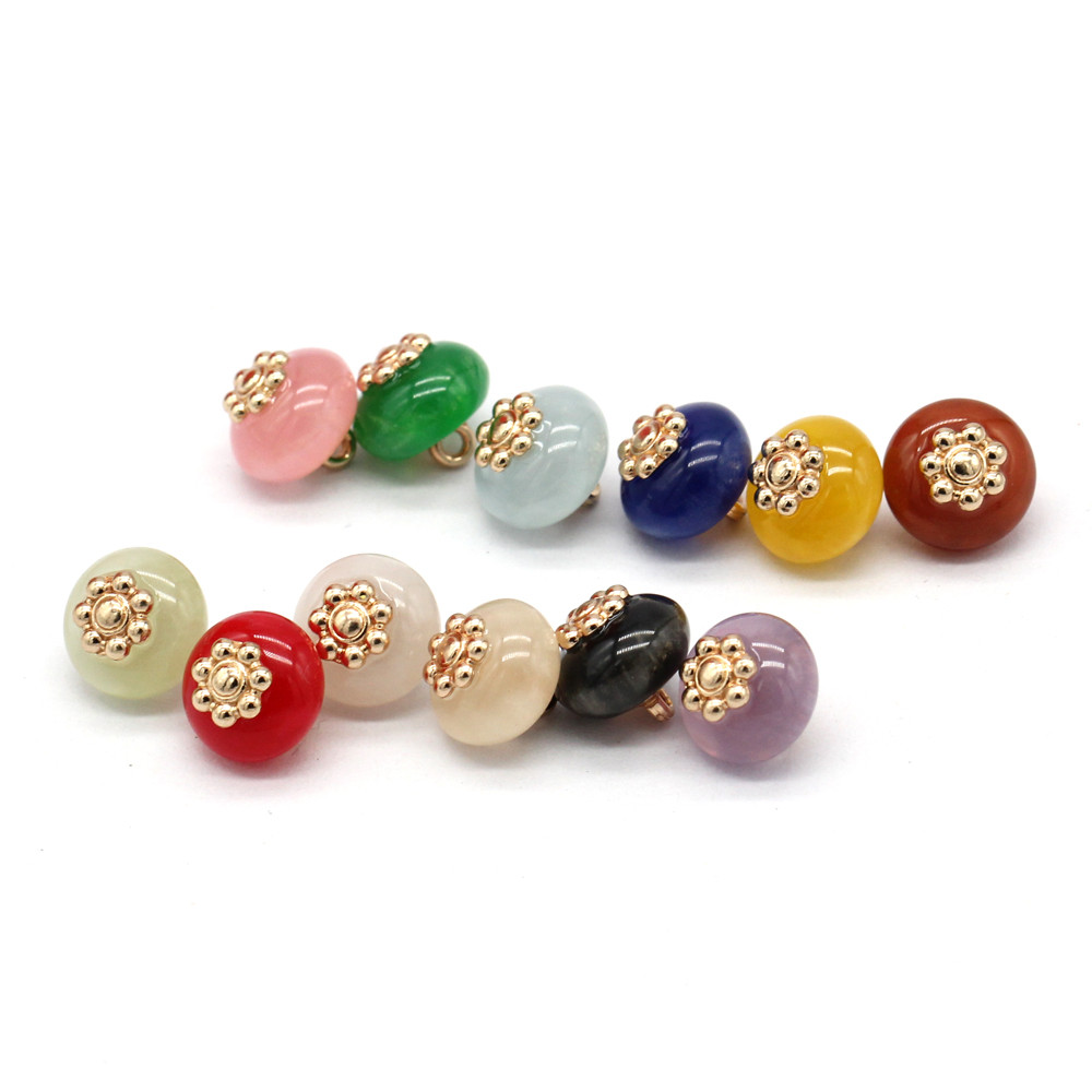 10 ชิ้น/เซ็ต 10 มม.ดอกไม้ที่มีสีสัน Pearl ปุ่มสําหรับเสื้อผ้า Vinatge ผู้หญิงเสื้อกระโปรงเสื้อ DIY หัตถกรรม Handmade ตกแต่ง