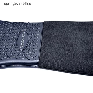Springevenbliss เย็บสีทึบทนความร้อนครัวทําอาหารถุงมือเตาอบกันลื่น Mitt Grill BBQ แขนยาวพิเศษที่มีประโยชน์ Springevenbliss