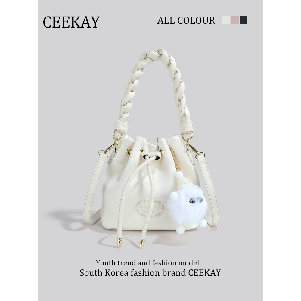 รีวิว คอของฉัน บวก 7295 กระเป๋าทรงถังดีไซน์เฉพาะพื้นผิวระดับไฮเอนด์สําหรับผู้หญิง 2024 กระเป๋าสะพายข