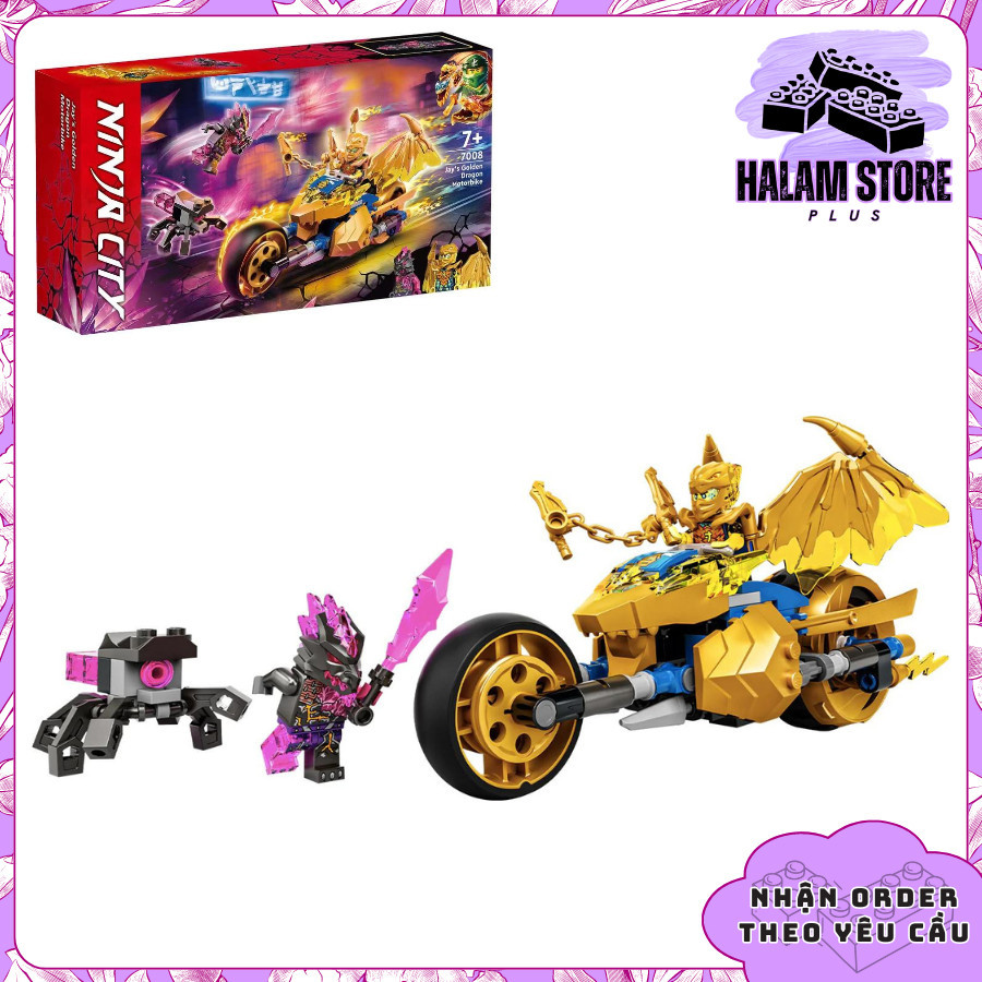 Ninjago Crystalized 7008 Jay Dragon มอเตอร์ไซด์ประกอบของเล่น - โมเดล Ninja City Jays Motorcycle