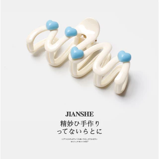 2025 กิ๊บติดผมสีครีม Blue Heart Wave ตัวเมีย