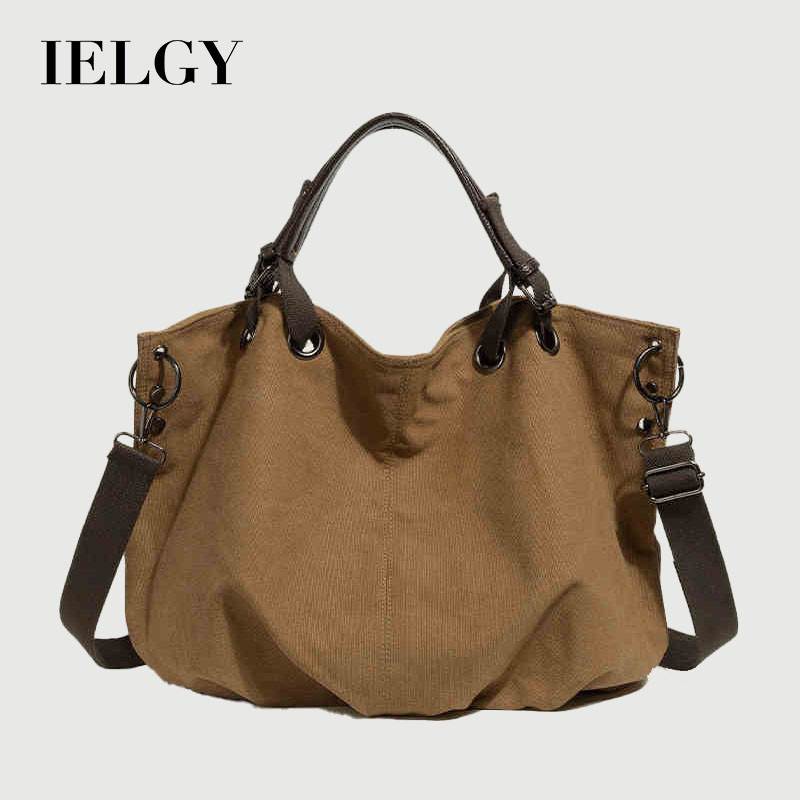 IELGY Japanese Retro Tooling Canvas Bag Large Capacity Multifunctional Cross-body Tote Bag