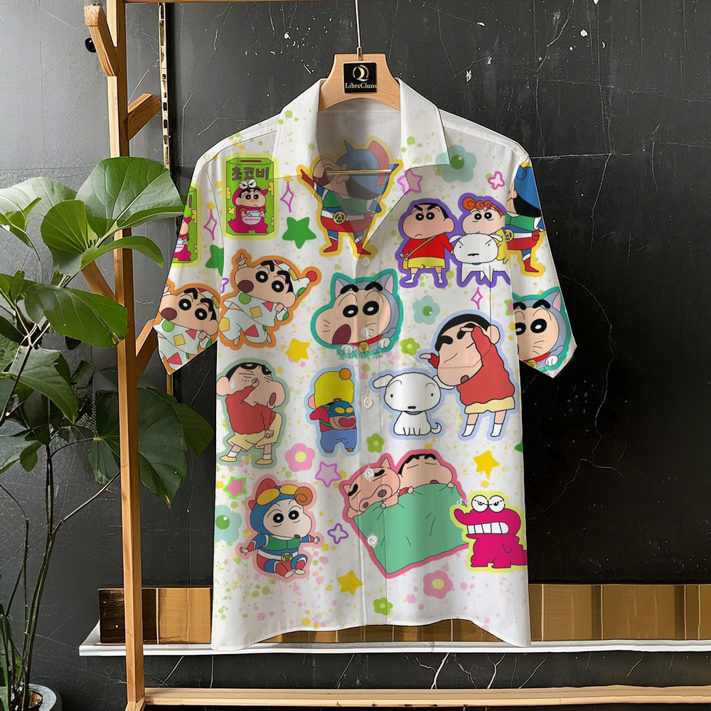 ดินสอสี หน้าแข้ง-ชาน น่ารักอะนิเมะตลกเสื้อฮาวายวันหยุดสบายๆเสื้อแขนสั้นด้านบนกับการออกแบบกระเป๋าสบายระบายอากาศเสื้ออเนกประสงค์ขนาดใหญ่ ส-5เอ็กแอล ราคา ถูกที่สุด ดีลบีเคเค