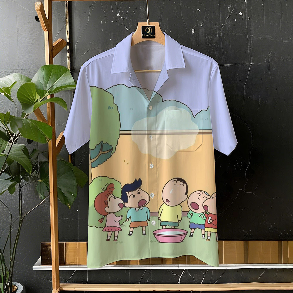 เสื้อฮาวายลายการ์ตูนน่ารัก เครยอนชินจัง ไซส์ S-5XL
