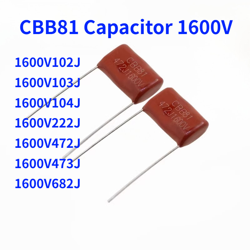 2/10 ชิ้นแรงดันสูง CBB81 Metallized Film Capacitor 1600V Capacitor Series 104J/103J/222J/102J/472J/4