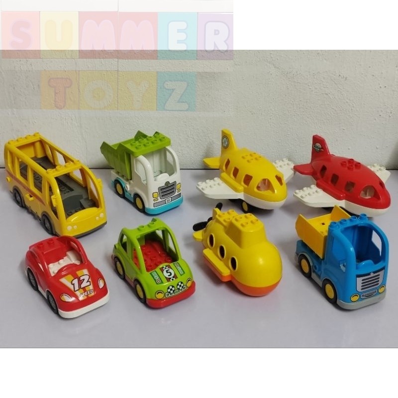 Preloved Lego Duplo รถขนส่ง รถบรรทุก เครื่องบิน เรือ รถยนต์ รถขุด เรือดําน้ํา