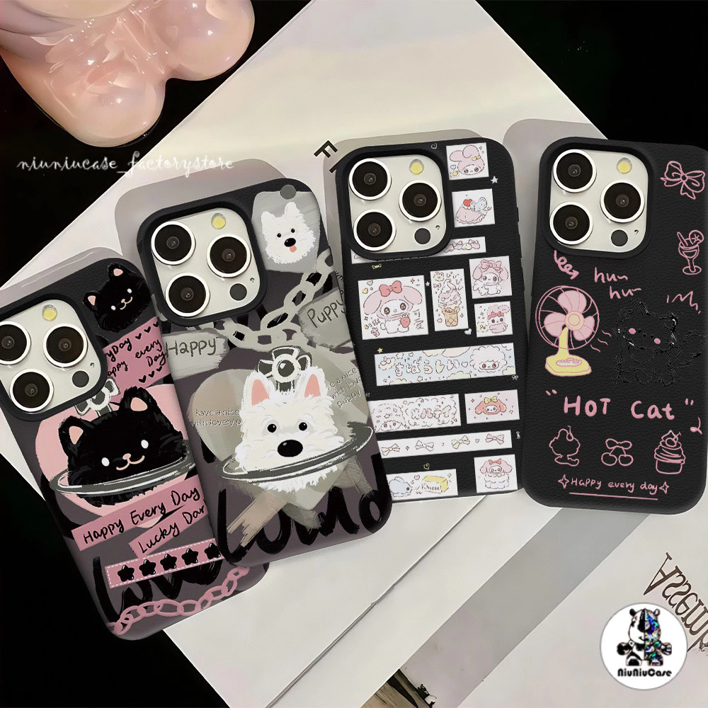 เข้ากันได้สำหรับ เคสไอโฟน11 เคส iphone 16 Pro Max 7Plus XR 12 13 14 15 เนื้อหนัง TPU Case แบบด้าน ลูกแมวน่ารักกับโบว์