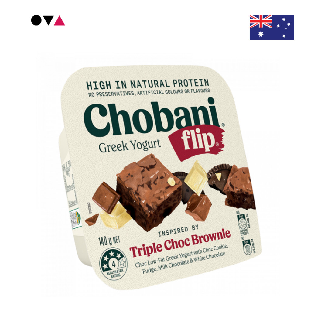 Chobani Flip Greek Yogurt Triple Choc Brownie 140g กรีก โยเกิร์ต ทริปเปิ้ลช็อคบราวนี่ จากออสเตรเลีย