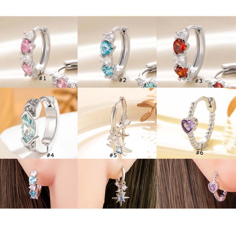 1 ชิ้นรูปหัวใจวงกลม 10 มม.Hoop กระดูกอ่อน Lobe ต่างหู Conch เจาะทองแดง Zirconia