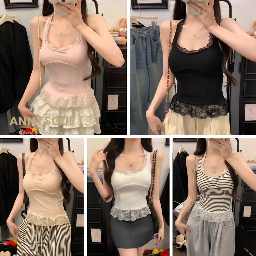 เสื้อกล้ามผ้าบางลูกไม้ สำหรับใส่ซ้อนหน้าหนาว