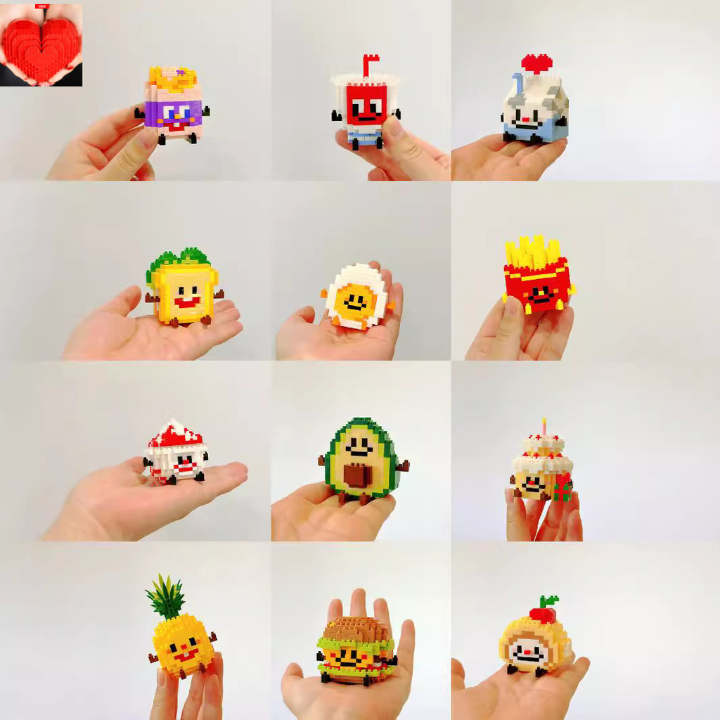 [COCO Ready Stock/24h Shipping] Happy Food Toys Series Particle Building Blocks French Fries Burger 