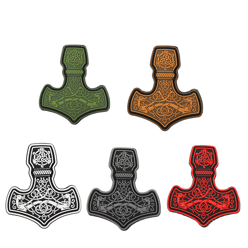 [แพทช์ Velcro แบบกําหนดเอง] HK Vking สัญลักษณ์ไวกิ้ง Thors Hammer Night Light PVC 3D Velcro Patch /ป