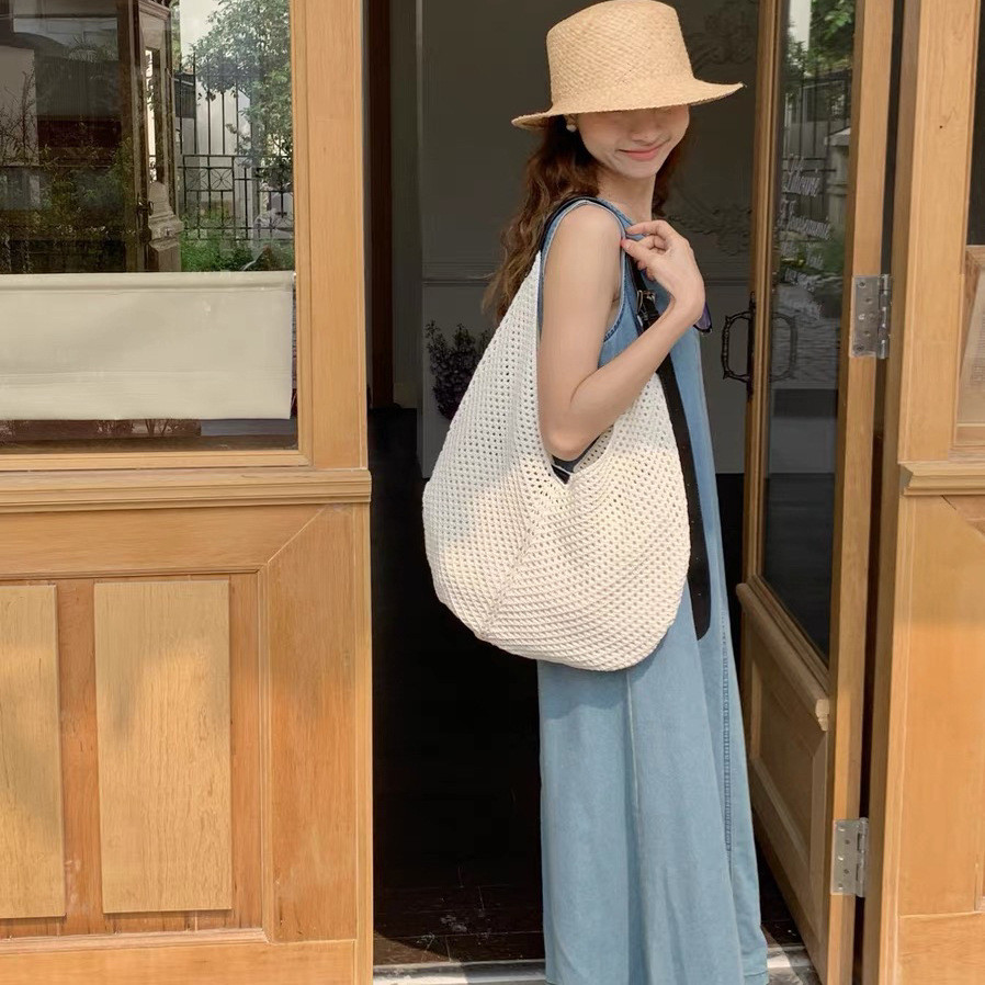 กระเป๋าสะพายไหล่ Hollow Tote สไตล์เกาหลีสําหรับแม่และเด็ก ไซส์ใหญ่มาก จุเยอะ รหัส 85B. 1e7