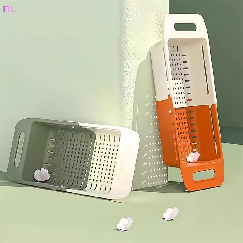 FIL ห้องครัว Scalable Over Sink ขยาย Slim Drain ตะกร้ามัลติฟังก์ชั่แคดดี้ Non Perforated Drain Holder OP