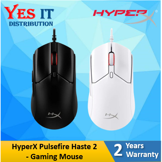 HyperX Pulsefire Haste 2 - เมาส์สําหรับเล่นเกม WIRED (สีดํา / สีขาว) (6N0A7AA / 6N0A8AA)