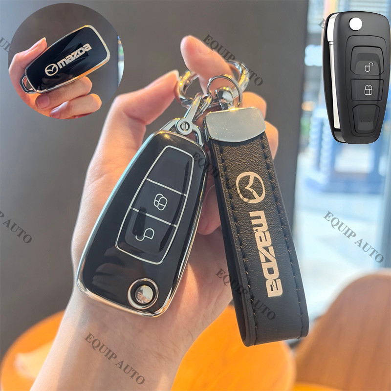 Mazda BT-50 เคสกุญแจ Mazda 2 ปุ่มรีโมทสมาร์ทกุญแจรถแหวนฝาครอบกรณีเหมาะสําหรับ Ma
