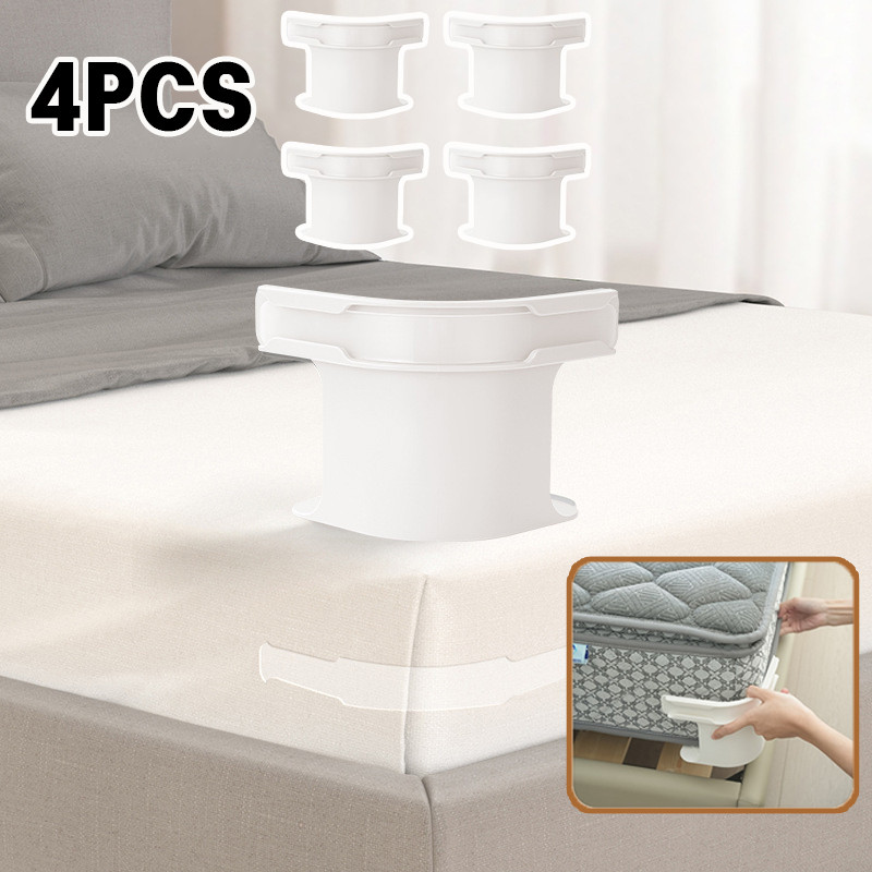 4PCS ที่หนีบผ้าปูเตียงล่องหน แบบพลาสติก กันลื่น ตัวยึด / ที่นอน การติดตั้งอย่างรวดเร็ว ไม่ทำลายผ้า