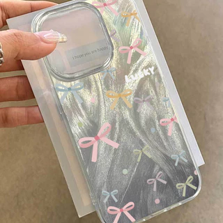 เคสไอโฟน 17 16 เคส Feather Laser Bow Case For iPhone 11 12 13 14 15 Pro X XR XS MAX 7 8 Plus SE เคสโทรศัพท์ เคสไอโฟนสวยๆ