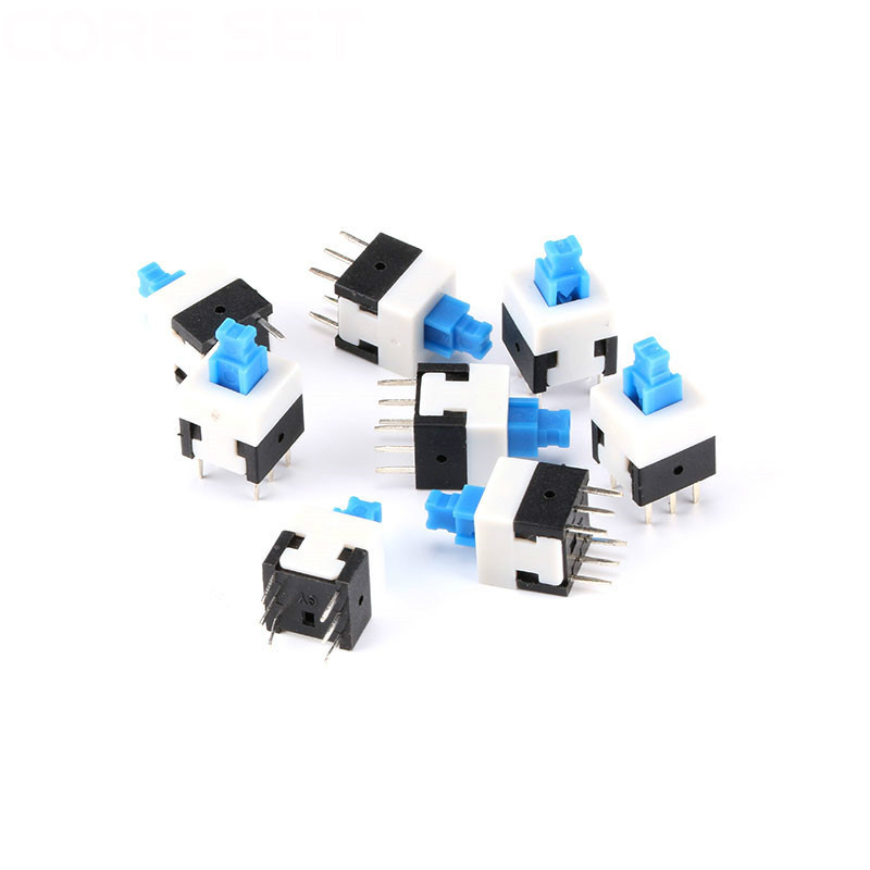 20 ชิ้น/ล็อตสแควร์ 7x7x12 มม.6 ขา DPDT Mini Push ปุ่ม Self-locking สวิทช์ G64 มัลติมิเตอร์ 8x8 มม.