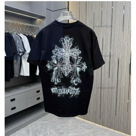 ฤดูร้อนสไตล์สันสกฤตข้ามแพทช์พิมพ์แฮนด์เมดปุ่มแขนสั้นเสื้อยืดแฟชั่น ที-
