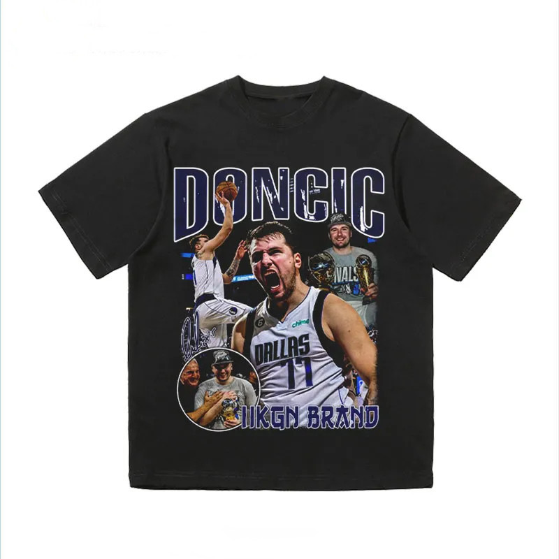 เสื้อยืดแขนสั้นผ้าฝ้าย ออกแบบลายพิมพ์ NBA สตาร์ กีฬา คอรอบ อเมริกันเทรนดี้