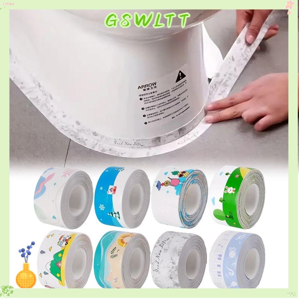 GSWLTT เทปกาวตะเข็บ, กันน้ํา 3.2 เมตร/ม้วนเทปกาว, Professional PVC Self กาว Anti-Mildew Shower Tile 