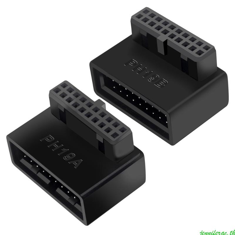 Jenniferac USB3 0 19P 20P ถึง Type-E อะแดปเตอร์ USB3 0 19PIN อินเทอร์เฟซแนวตั้งติดตั้ง 90° เปิดสําหรับพีซีคอมพิวเตอร์ตั้งโต๊ะ