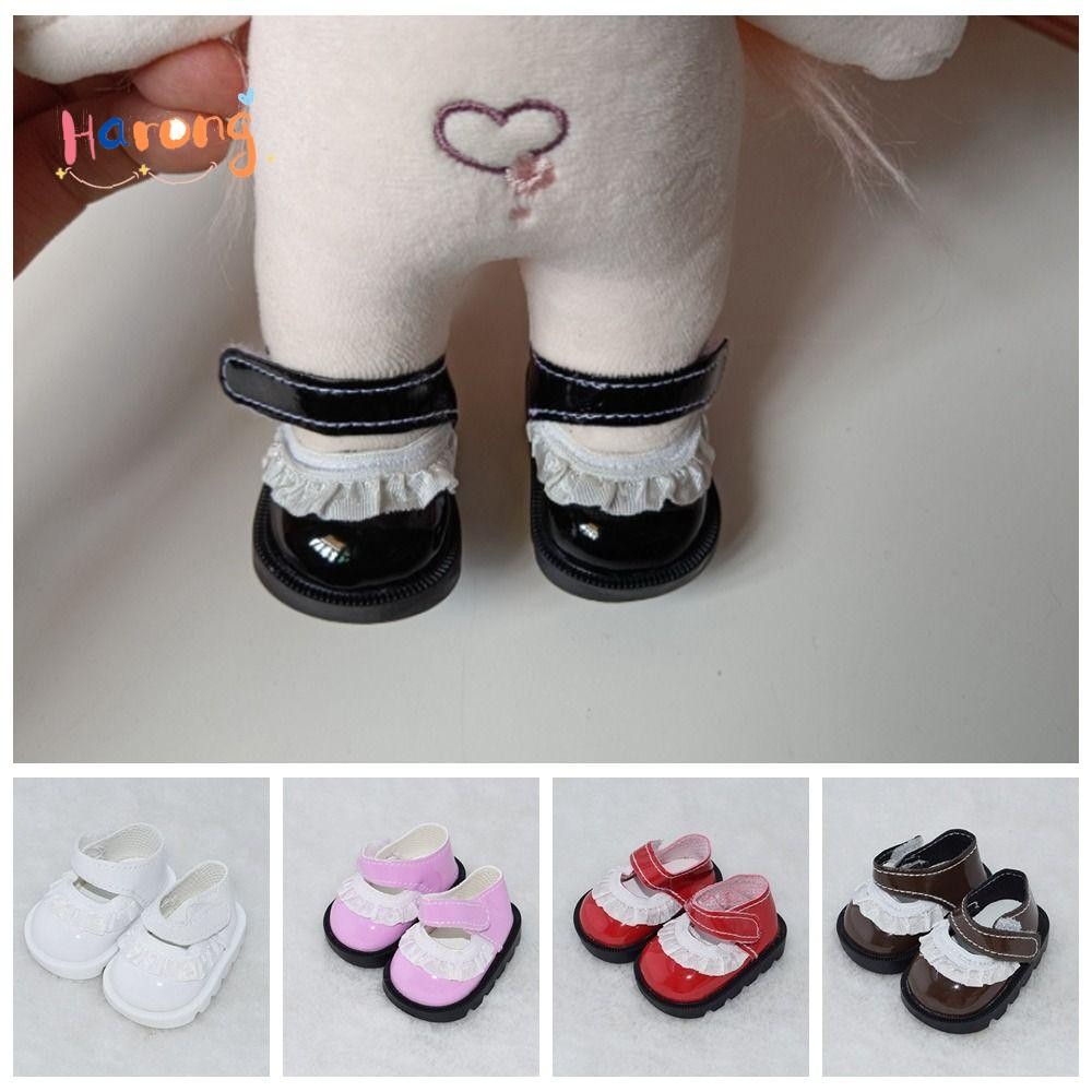 HARONG Mini Shoes, Leather 20cm Doll Shoes, Mini Lace Replacement Doll Dressing ของเล่นเด็ก