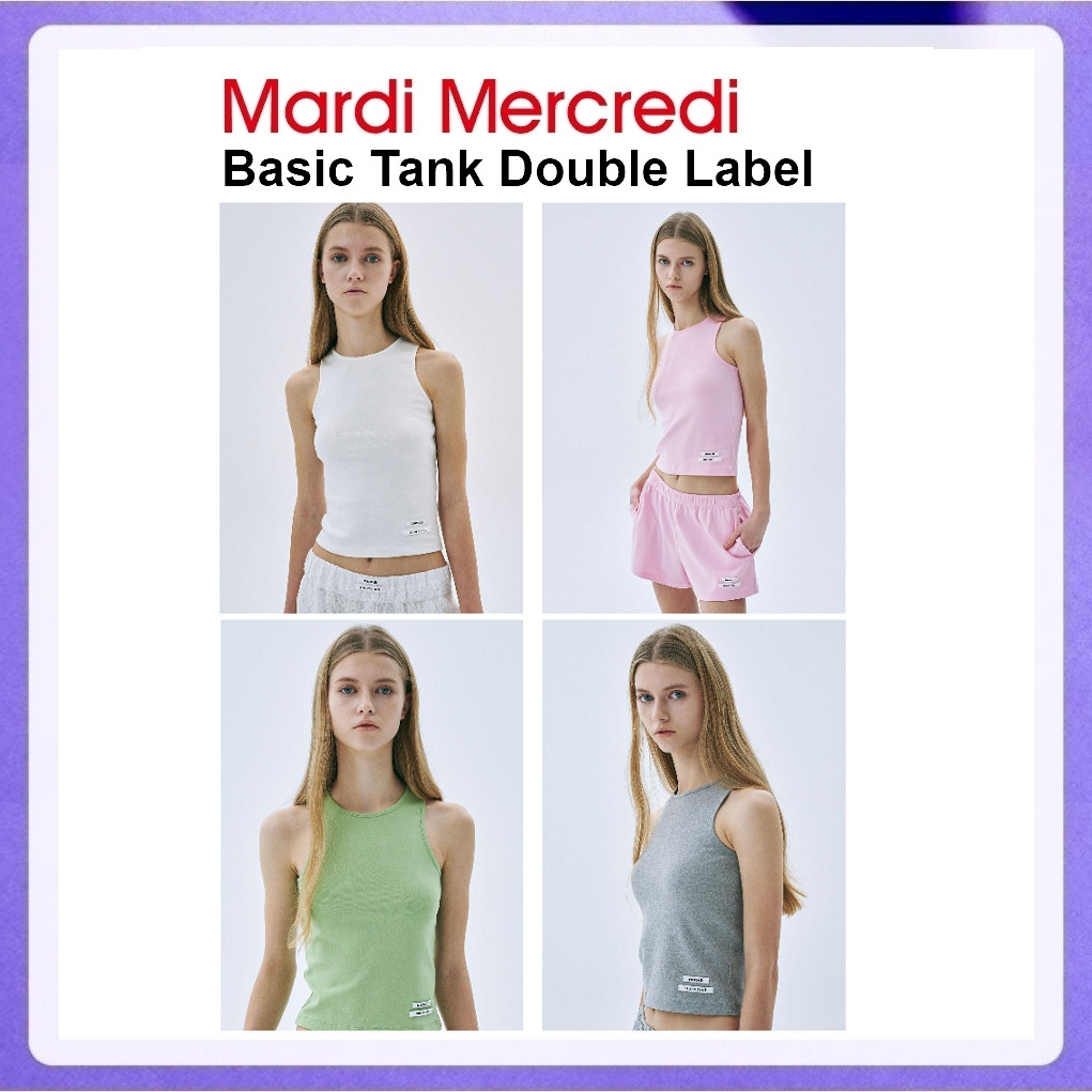 Mardi Mercredi Basic Tank Double Label (Ivory, Pink, Yellowgreen, Grey)