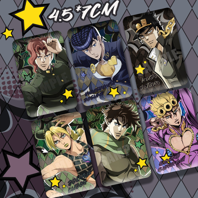 เข็มกลัด JoJo's Bizarre Adventure ลายเส้นตาราง Josuke และ Jotaro ทำจากแผ่นโลหะ