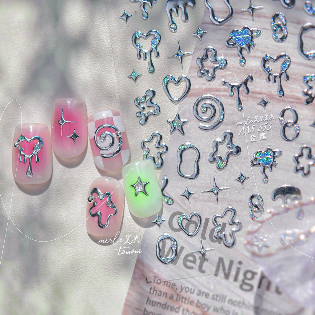 [Meow.Sensei] tomoni & Mo Lost Gold Stamping Nail Sticker ins Light Mature Style Nail Sticker High-End Shape Love Jewelry Material