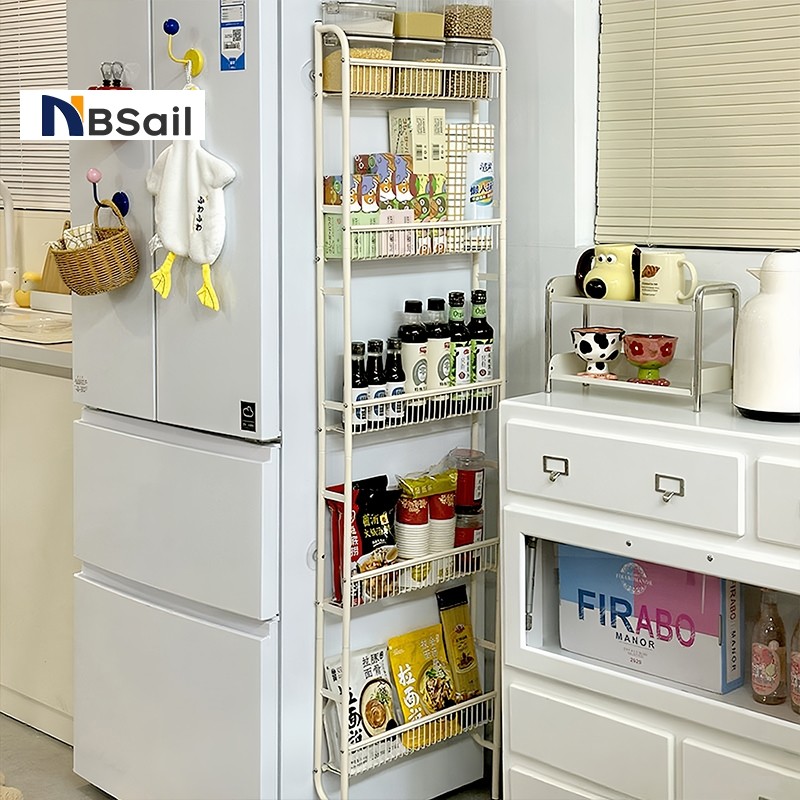 NBSail​​ ชั้นวางแคบ 5 ชั้นสำหรับเก็บของในครัวและห้องน้ำ ใช้พื้นที่ว่างหลังบานประตู ติดตั้งแบบไม่ต้องเจาะผนัง​
