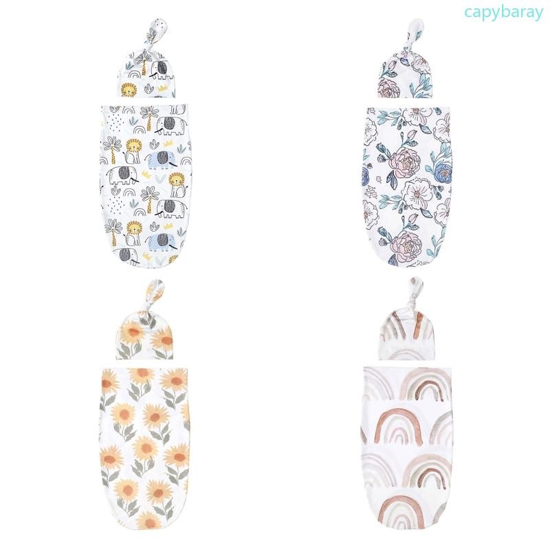 Cpy โพลีเอสเตอร์นุ่มทารก Swaddle Muslin ผ้าห่มทารกแรกเกิดห่อ Swaddling ผ้าห่มถุงนอนหมวกชุด