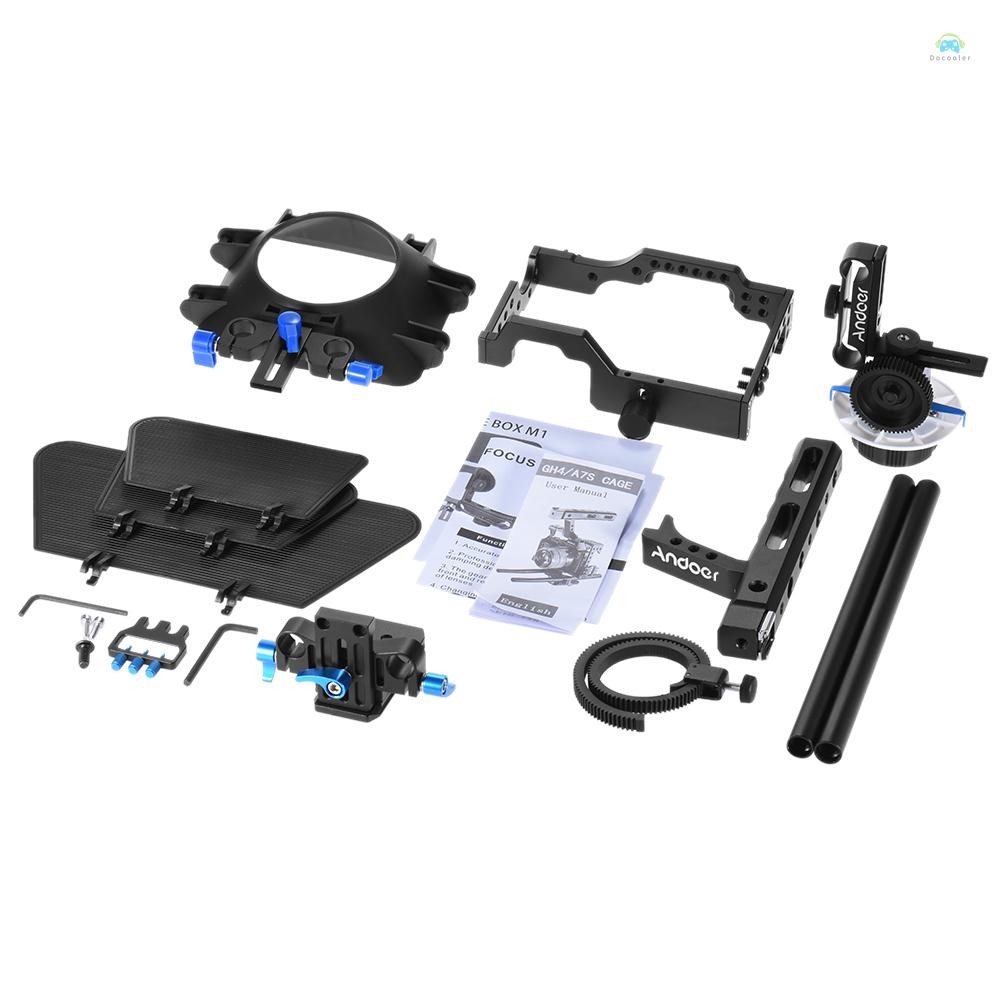 Yb2 กล้อง Cage Andoer C500 อลูมิเนียมกล้องกล้องวิดีโอกรงวิดีโอ Rig ชุดฟิล์มทําระบบ w/ Matte กล่อง + ติดตามโฟกัส + จับ + 15 มม.สําหรับ