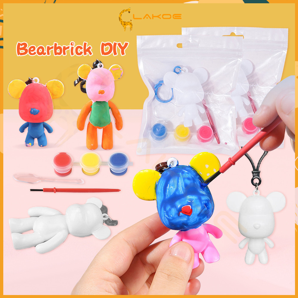 LAKOE diy พวงกุญแจหมี ชุดระบายสี ระบายสีเด็ก พวงกุญแจหมี DIY เด็กอนุบาล วันเกิด