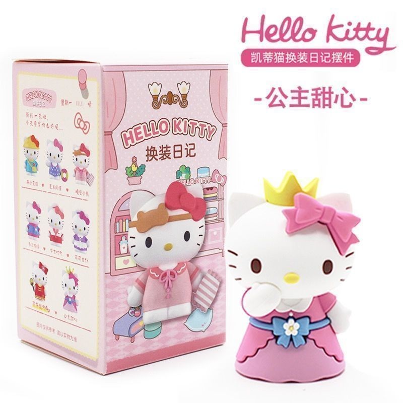 ตุ๊กตา HelloKitty Hello Kitty ของเล่นทำมือกล่องตาบอดตุ๊กตาของขวัญของเล่นคลายการบีบอัด10.24ตกแต่งเดสก์ท็อปน่ารัก
