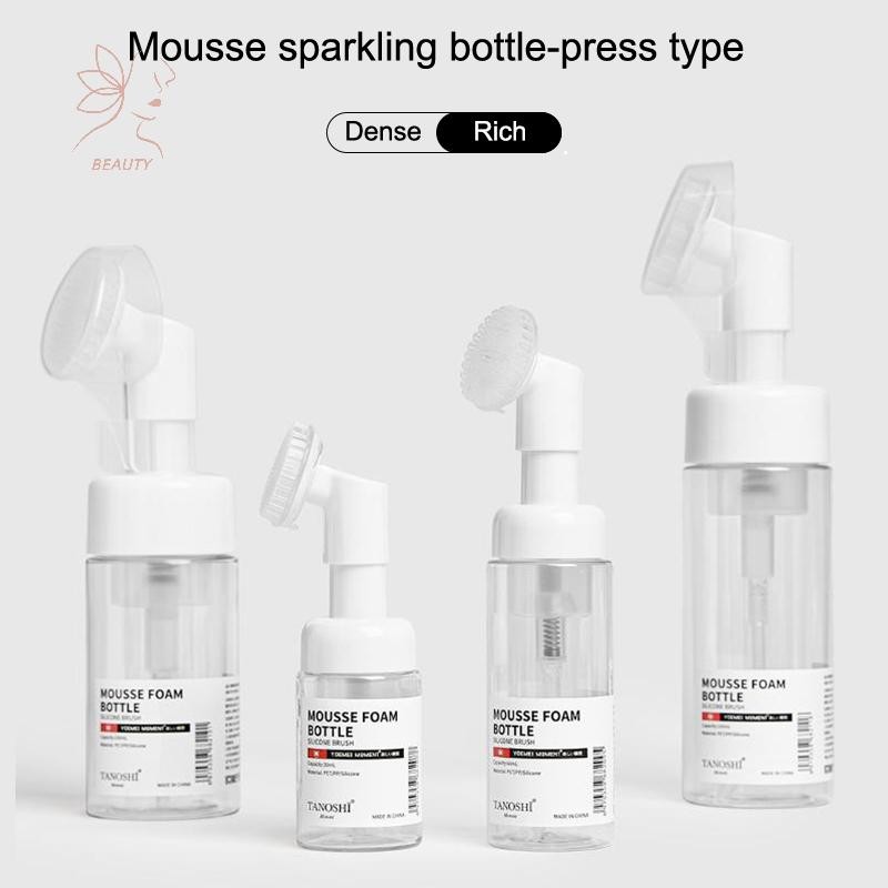 [maybeauty] 1pcs 30/60/100/150ml ขวดปั๊มฟอง Froth ที่ว่างเปล่าพร้อมหัวแปรงซิลิโคนชนิดกดขวดโฟมทําความสะอาดใบหน้า {TH}