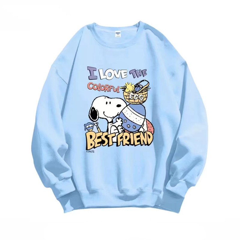 สนูปปี้ การ์ตูนพิมพ์เสื้อคอกลมฤดูใบไม้ร่วงผู้หญิงแฟชั่นคลุ รูปที่ 3