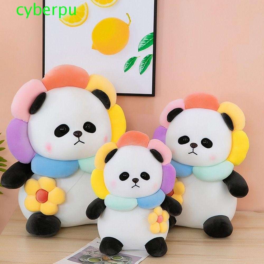 Cyberpulse ดอกทานตะวันตุ๊กตาหมีแพนด้า,ลักษณะตุ๊กตา PP ผ้าฝ้ายดอกไม้ตุ๊กตาแพนด้า,ผ้าตุ๊กตาดอกทานตะวันแพนด้าสัตว์ที่เต็มไปด้วยตุ๊กตาการ์ตูนดอกทานตะวันแพนด้าตุ๊กตาของเล่นของขวัญคริสต์มาส